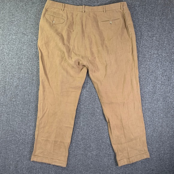 Vintage Polo Ralph Lauren Linen Pants Men 42x29 Brown Trousers Slacks Casual - Picture 13 of 15